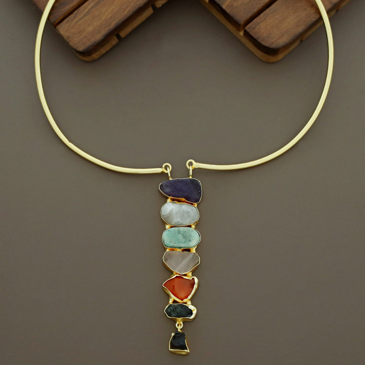 Saisha Multi Color Raw Stone Neck Cuff