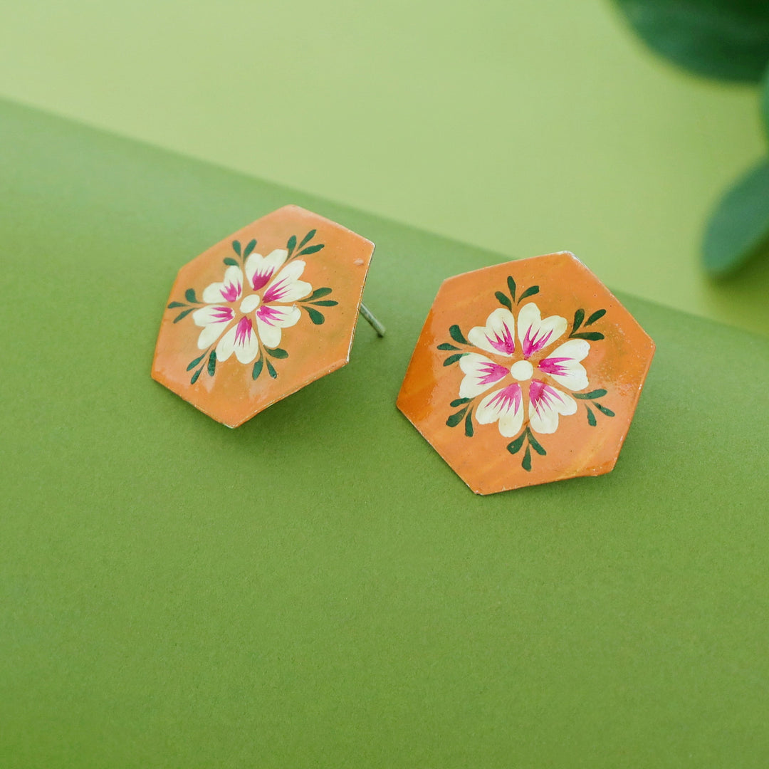 Toniya Hand Painted Hexagon Earring