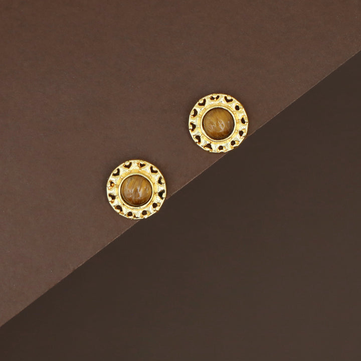 Elettra Golden Circle Glossy + Raw Stone Stud