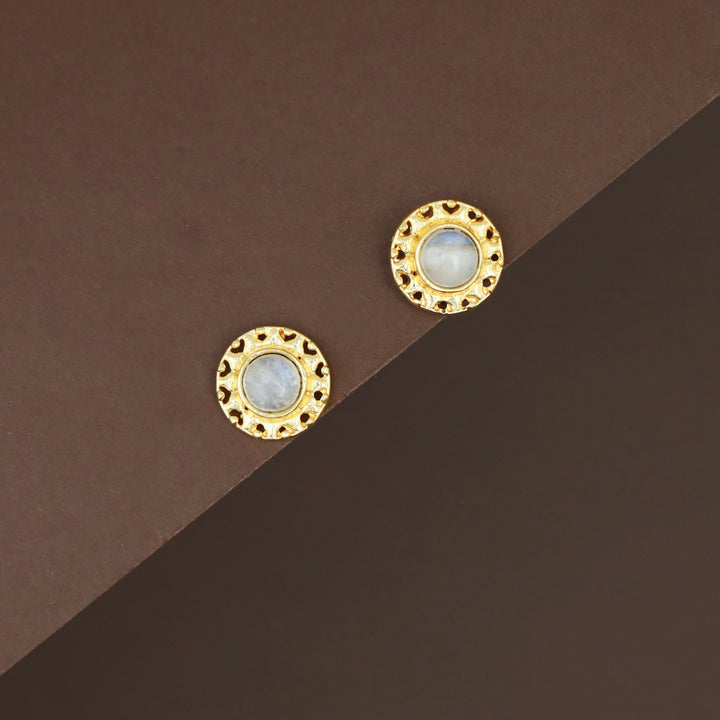 Elettra Golden Circle Glossy + Raw Stone Stud