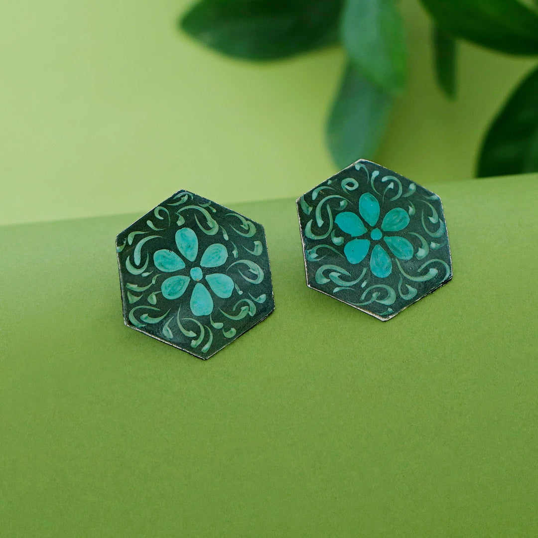 Toniya Hand Painted Hexagon Earring