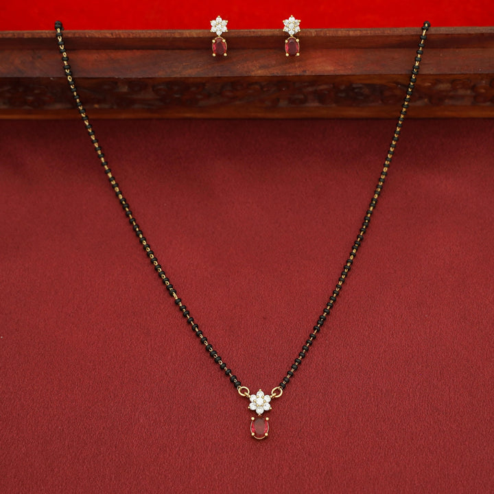 Nimisha Oval Glossy Flower Mangalsutra with Earring