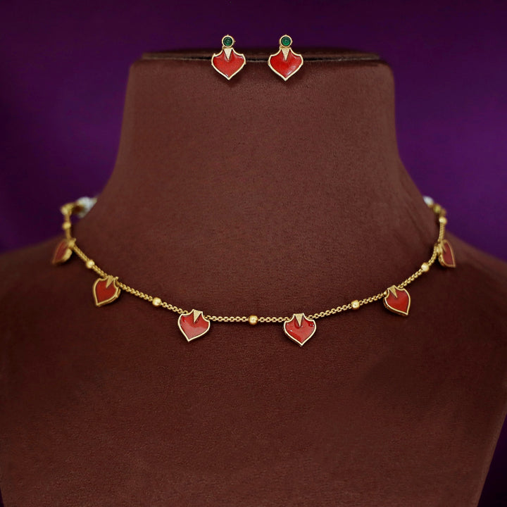 Vanika Golden Ball Palakka Short Neckpiece With Stud