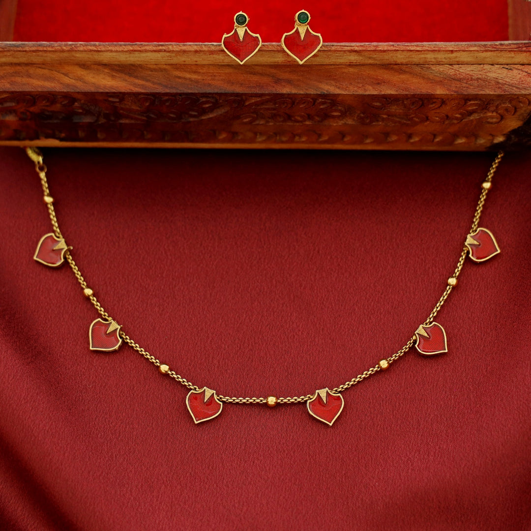 Vanika Golden Ball Palakka Short Neckpiece With Stud