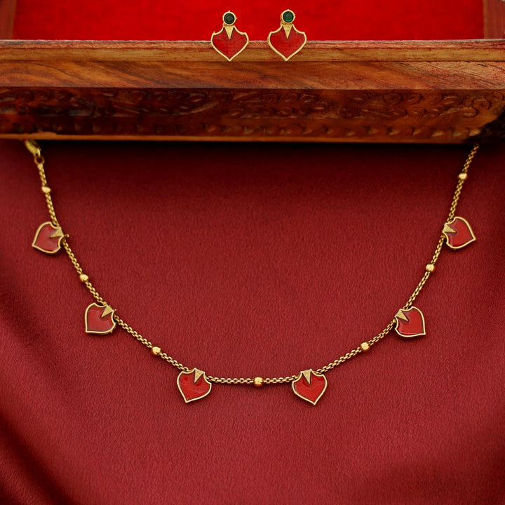 Vanika Golden Ball Palakka Short Neckpiece With Stud