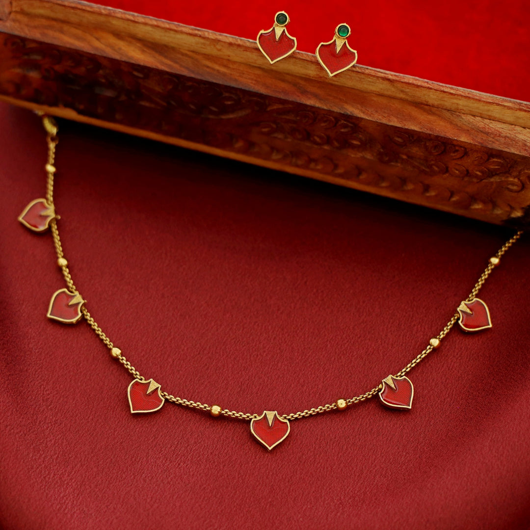 Vanika Golden Ball Palakka Short Neckpiece With Stud