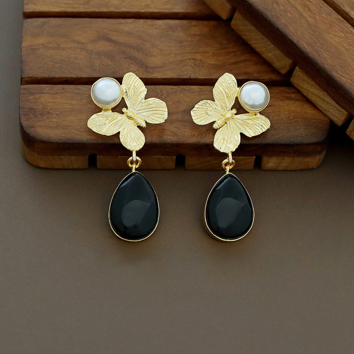 Wamika Pearl Butterfly Glossy Drop Earring