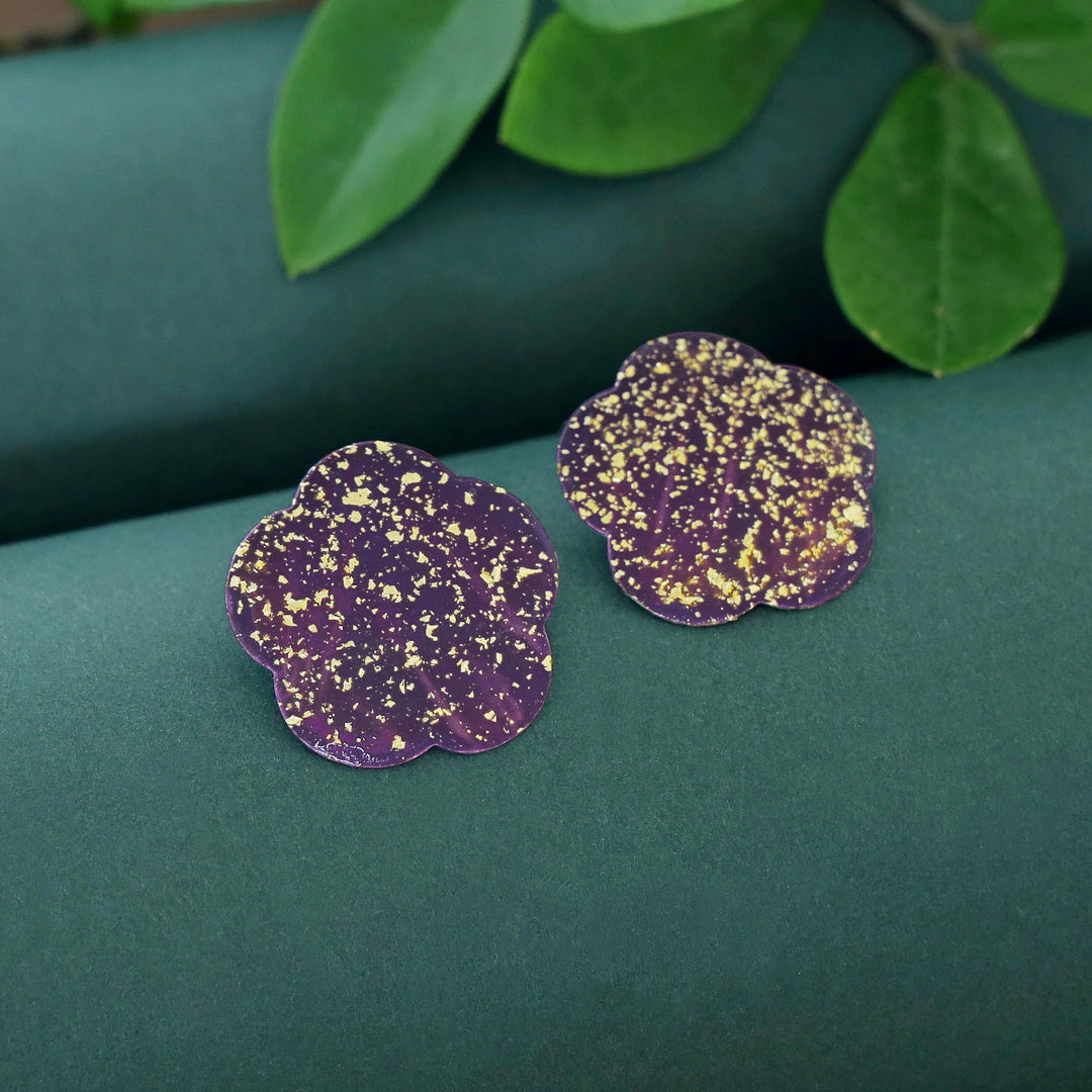 Layla Flower Hand Painted Glittery Earring