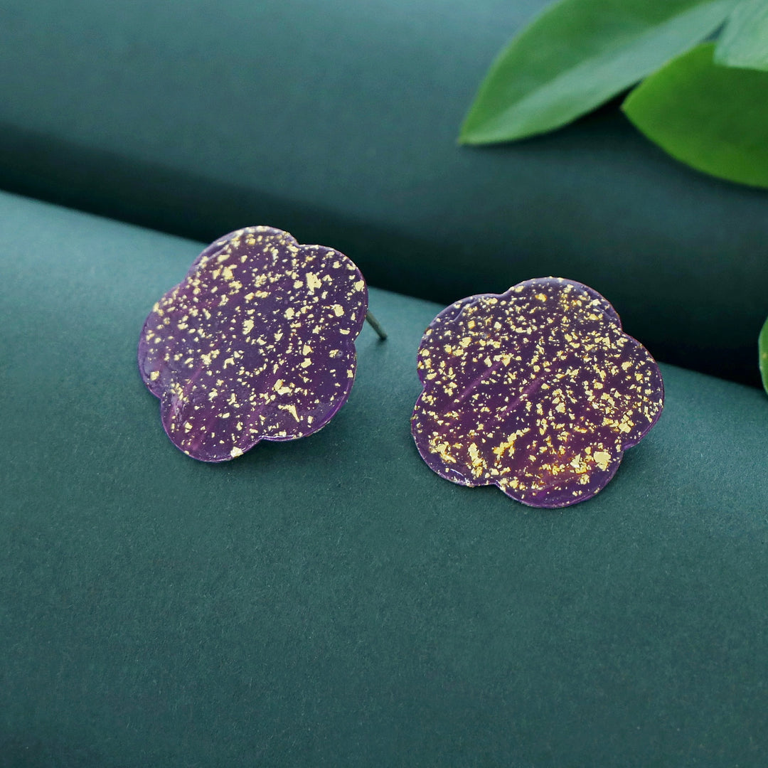 Layla Flower Hand Painted Glittery Earring