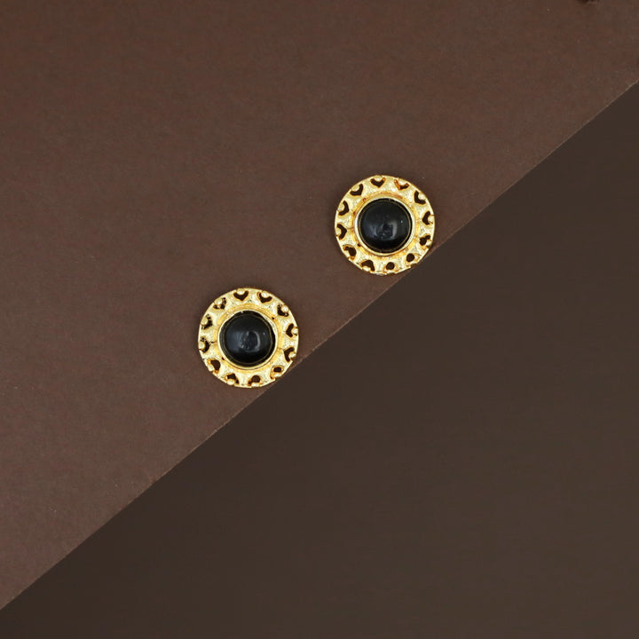 Elettra Golden Circle Glossy + Raw Stone Stud