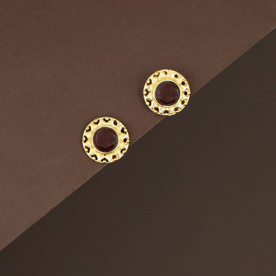 Elettra Golden Circle Glossy + Raw Stone Stud