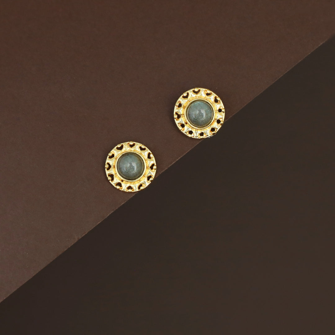 Elettra Golden Circle Glossy + Raw Stone Stud