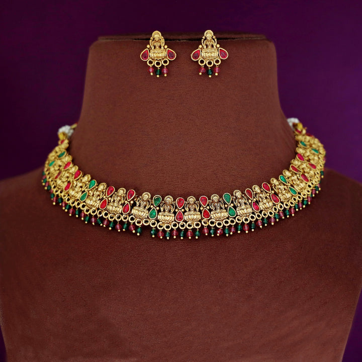 Dhwani Devi Beaded Short Neckpiece With Stud