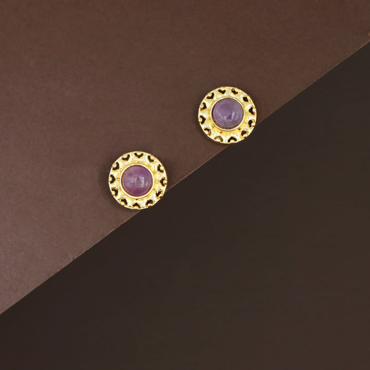 Elettra Golden Circle Glossy + Raw Stone Stud