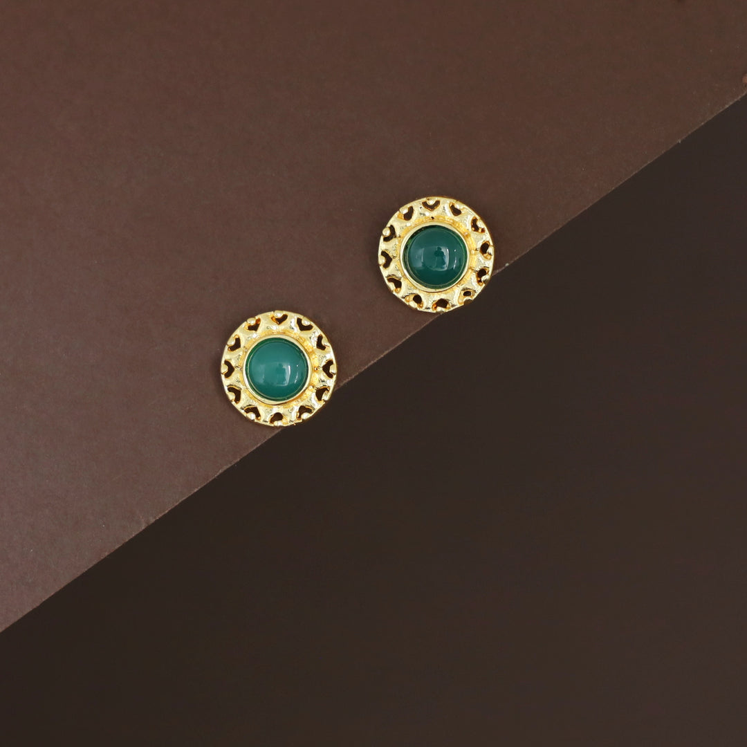Elettra Golden Circle Glossy + Raw Stone Stud