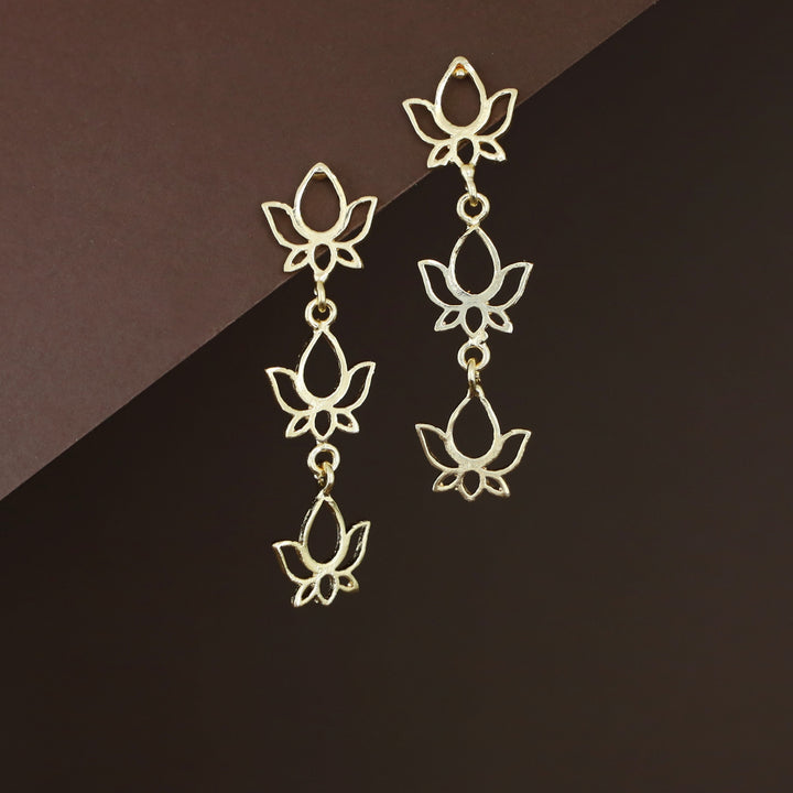 Liv Golden Tri Lotus Earring