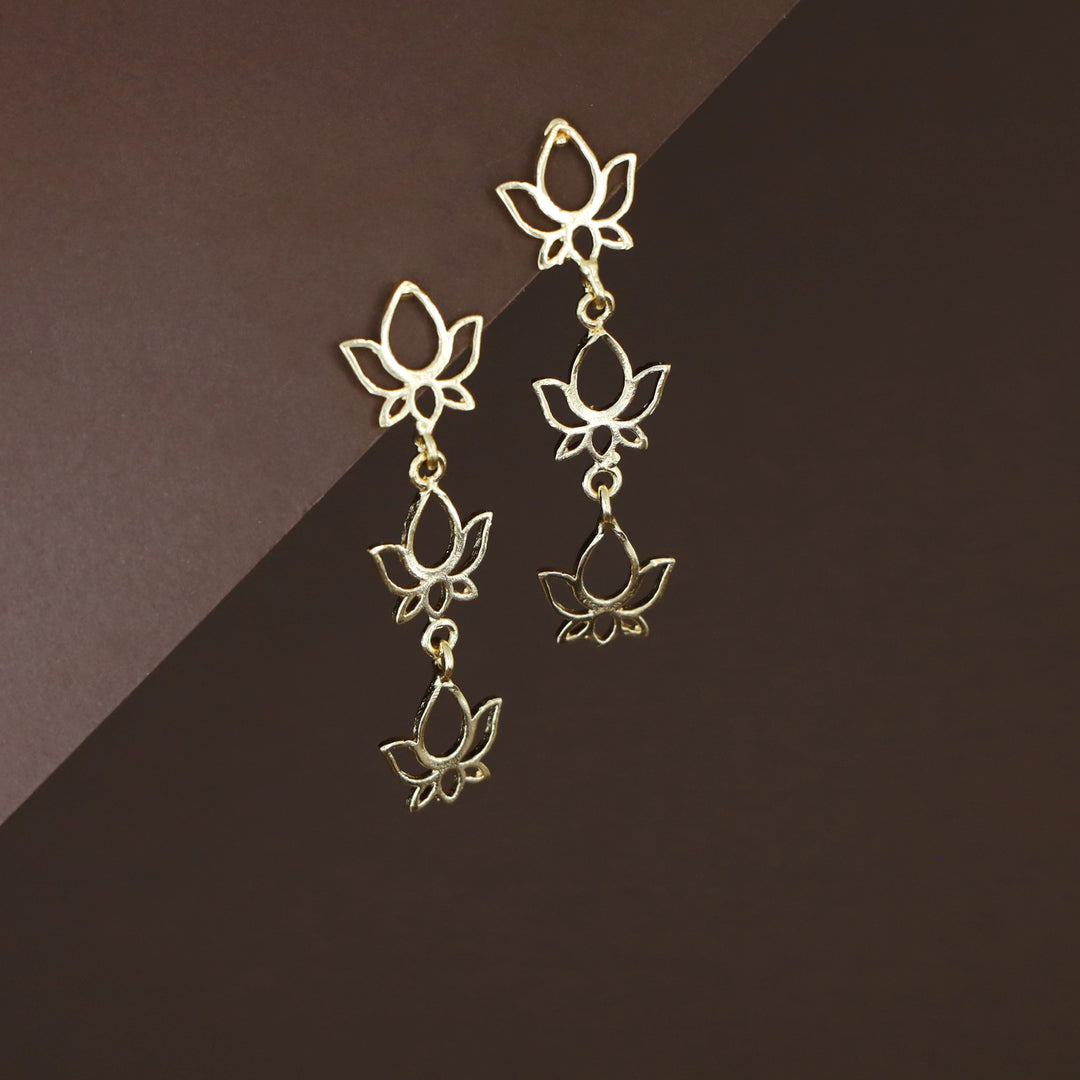 Liv Golden Tri Lotus Earring