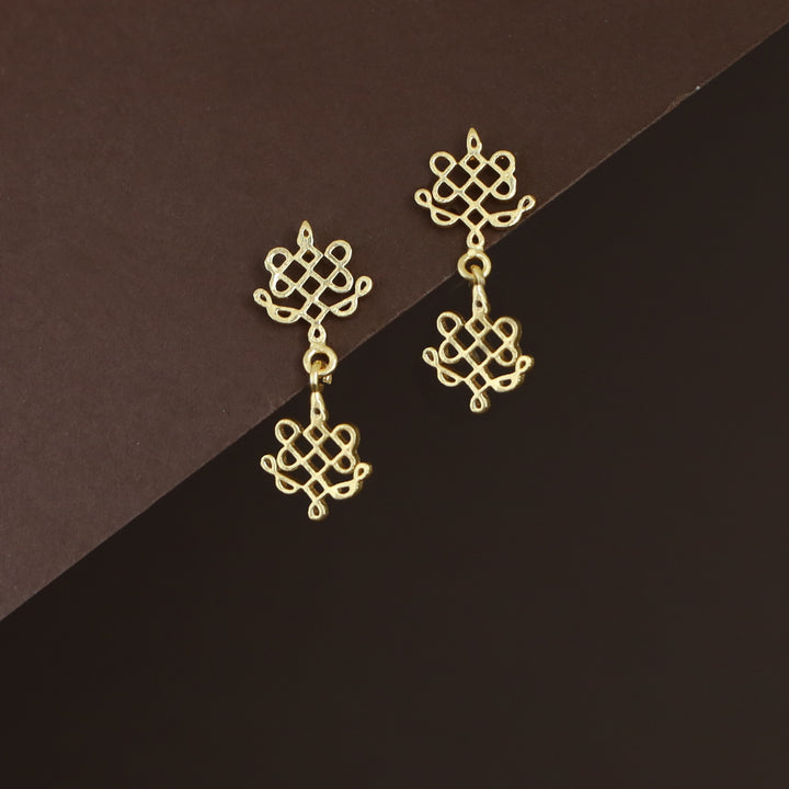 Telese Golden Dual Knot Earring