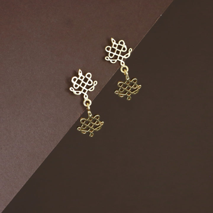 Telese Golden Dual Knot Earring
