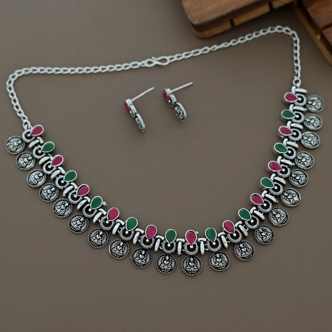 Lacey Antique Kashi Short Neckpiece With Earring