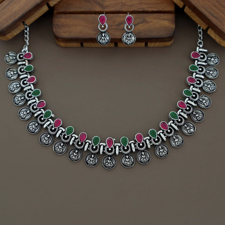 Lacey Antique Kashi Short Neckpiece With Earring