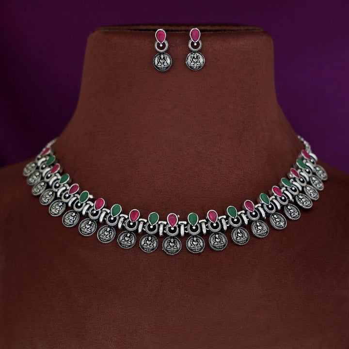 Lacey Antique Kashi Short Neckpiece With Earring