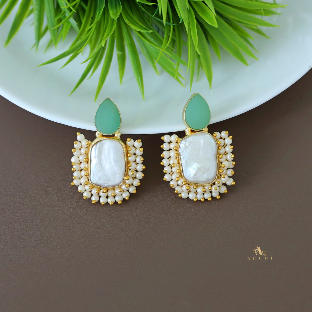 Baroque Pearl + Raw Stone Earring (Colour Options)