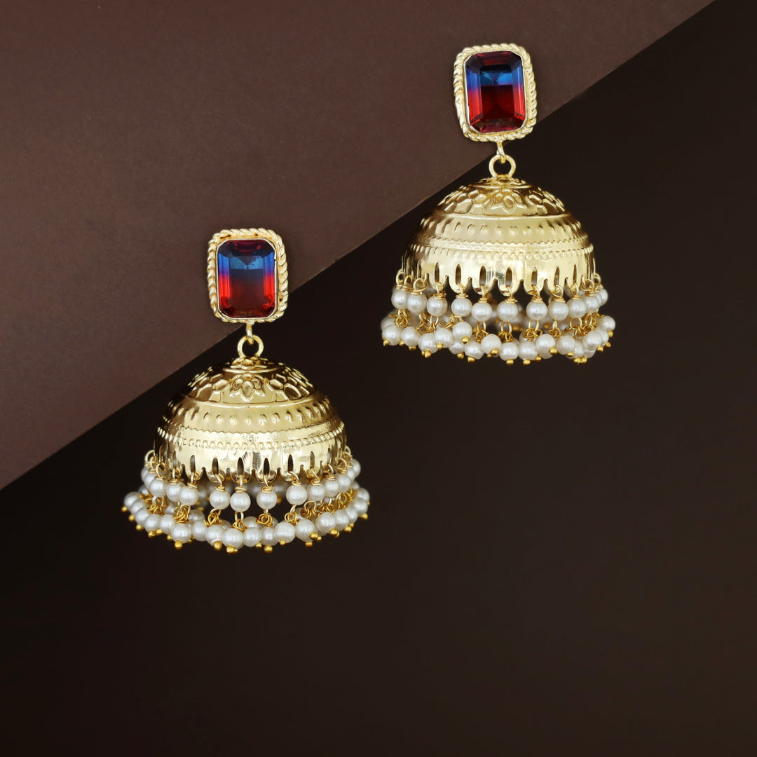 Sangria Golden Pearl Jhumka