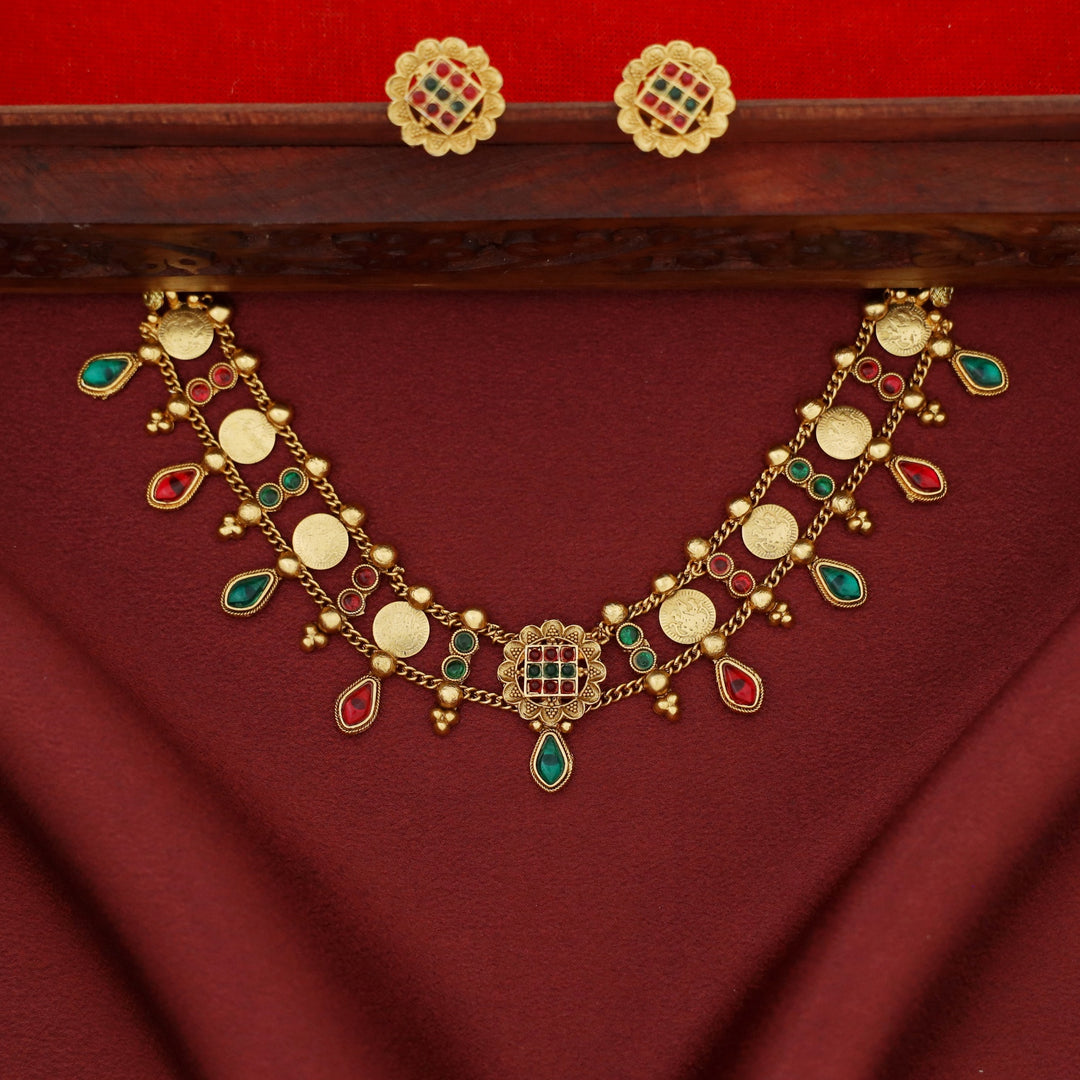 Kriti 2 Layer Chitrani Kashi Choker with Earring