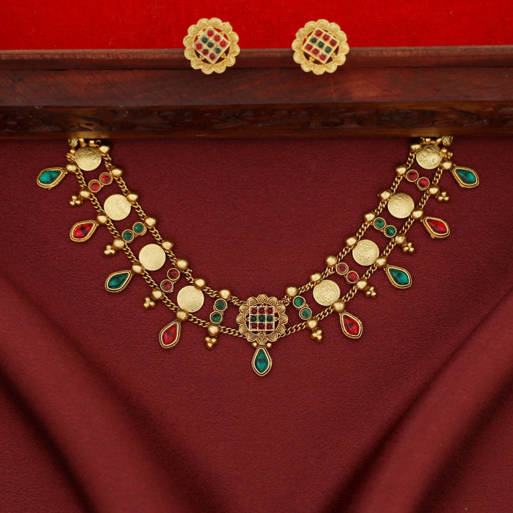 Kriti 2 Layer Chitrani Kashi Choker with Earring