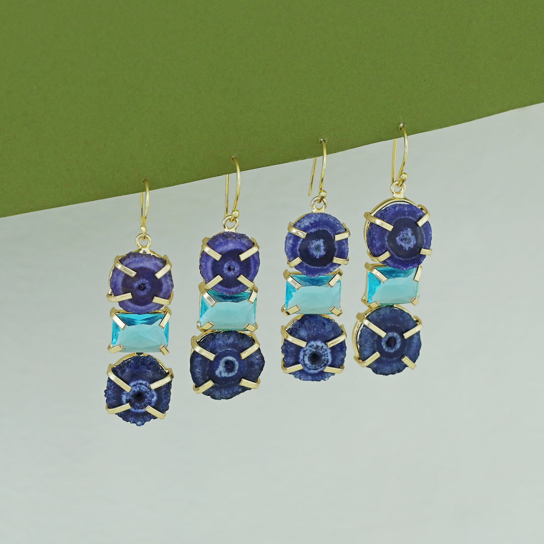 Saskia Solar Agate + Glossy Stone Drop