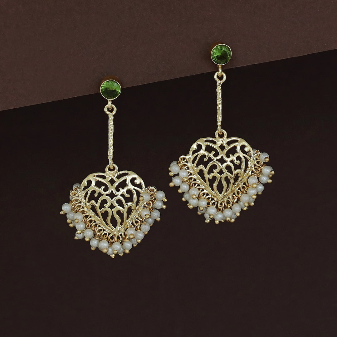 Julienne Heart Cluster Pearl Pendulum Earring