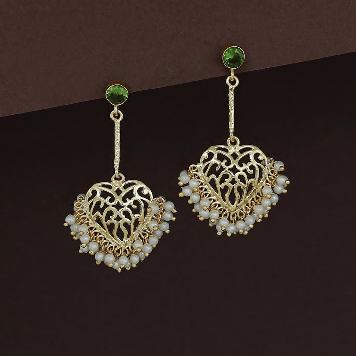 Julienne Heart Cluster Pearl Pendulum Earring