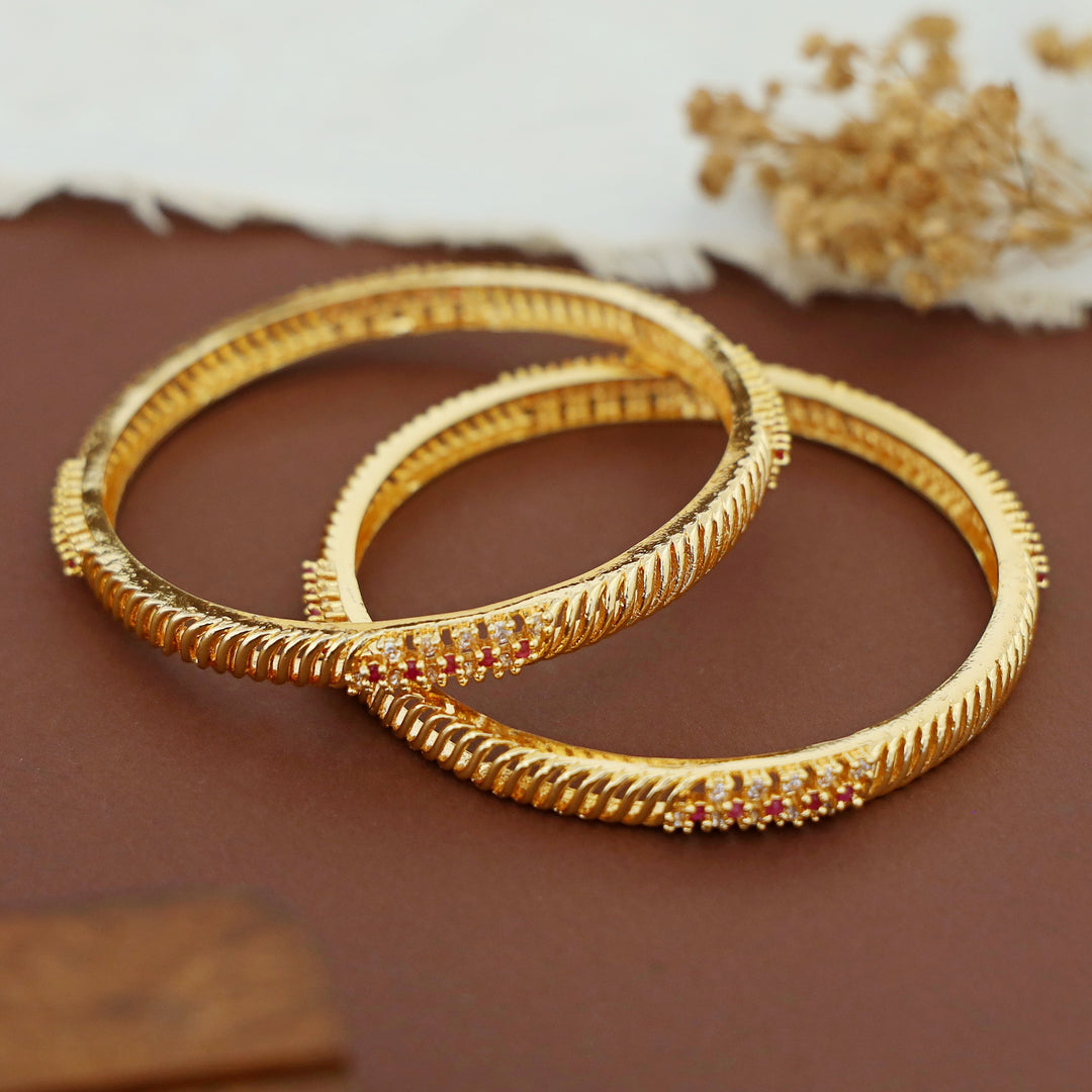 Mahi Golden Stone Bangle (Set Of 2)