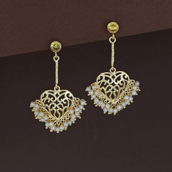Julienne Heart Cluster Pearl Pendulum Earring