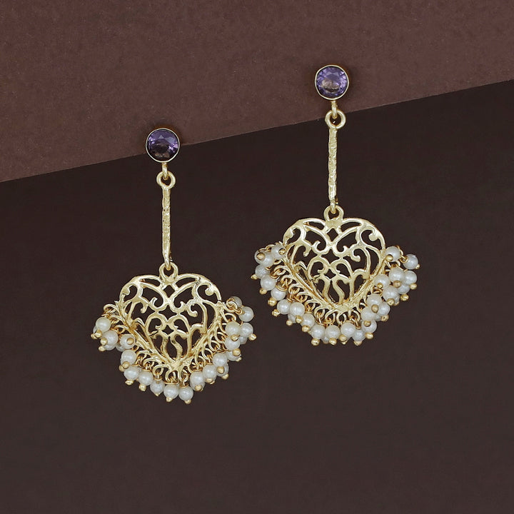 Julienne Heart Cluster Pearl Pendulum Earring