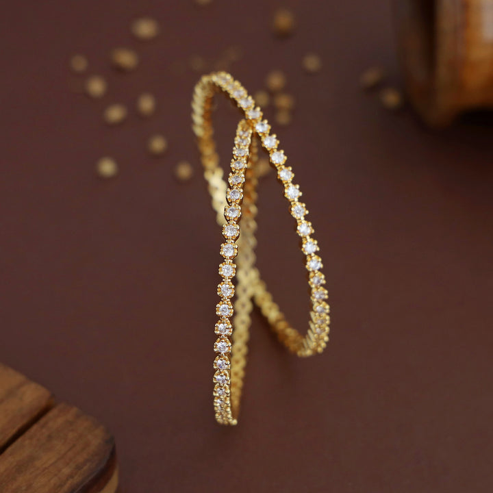 Yogita Golden Stone Bangle (Set Of 2)