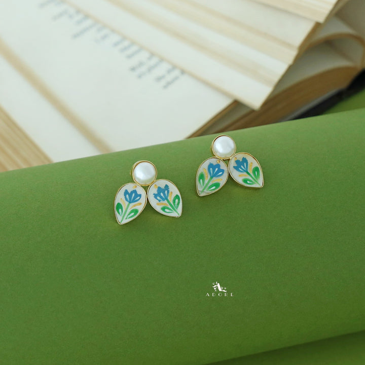 Hand Painted Dual Drop Pearl Earring