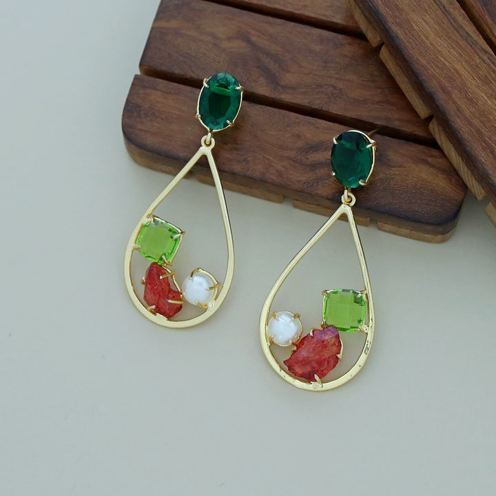 Dual Glossy + Dyed Stone Pearl Claw Earring