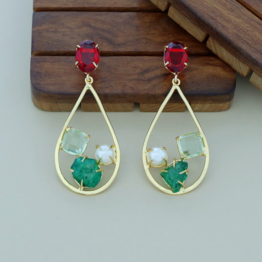 Dual Glossy + Dyed Stone Pearl Claw Earring
