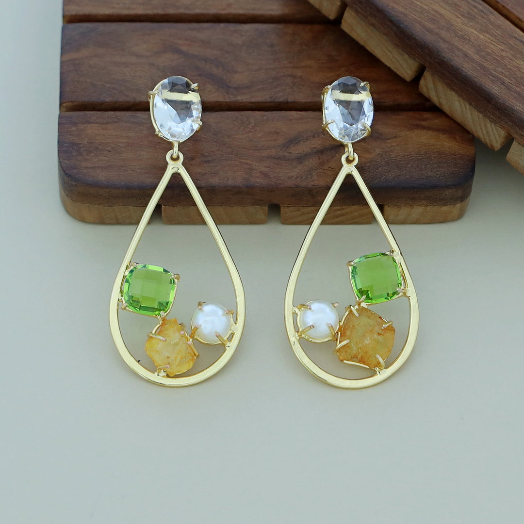 Dual Glossy + Dyed Stone Pearl Claw Earring