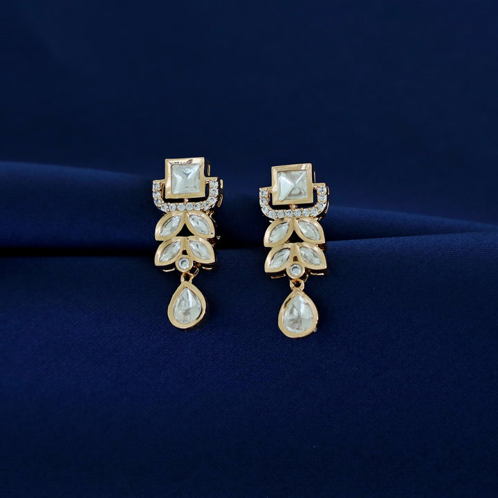 Premium Pritha Kundan Square Drop Short Neckpiece With Earring