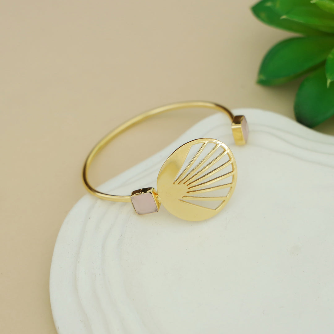 Adley Golden Sunburst Dual Square Glossy Stone Bangle