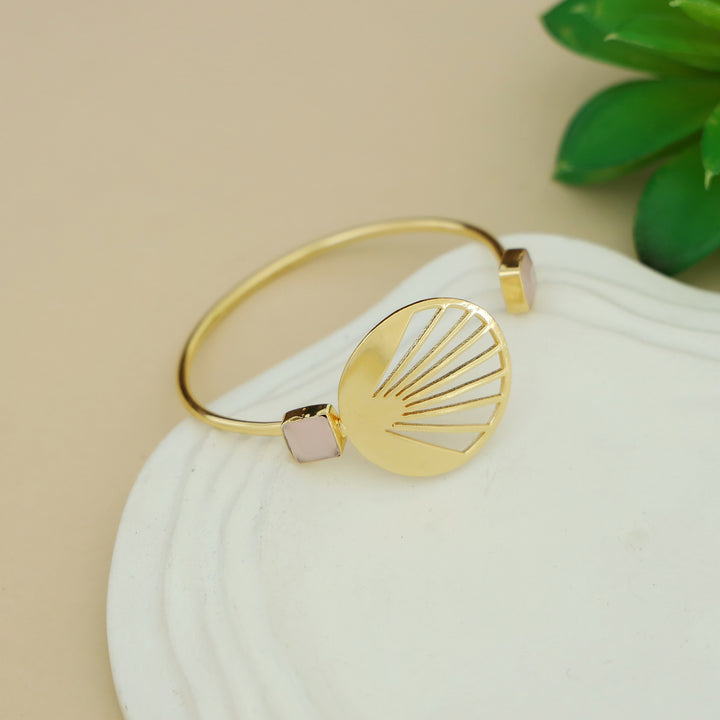 Adley Golden Sunburst Dual Square Glossy Stone Bangle