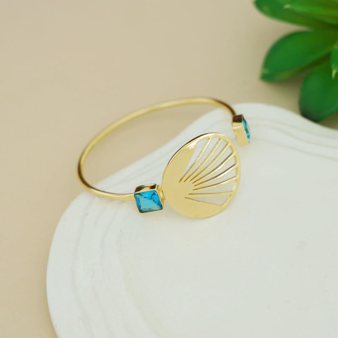 Adley Golden Sunburst Dual Square Glossy Stone Bangle