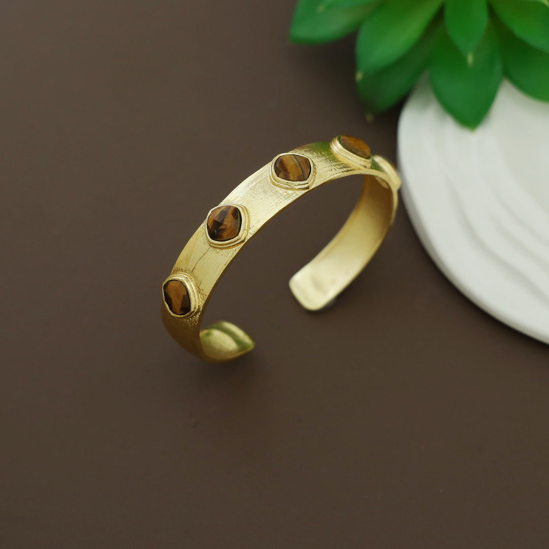 Tenzin Golden Textured Stone Bangle