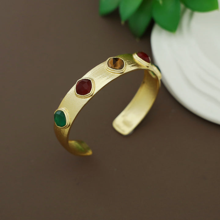 Tenzin Golden Textured Stone Bangle