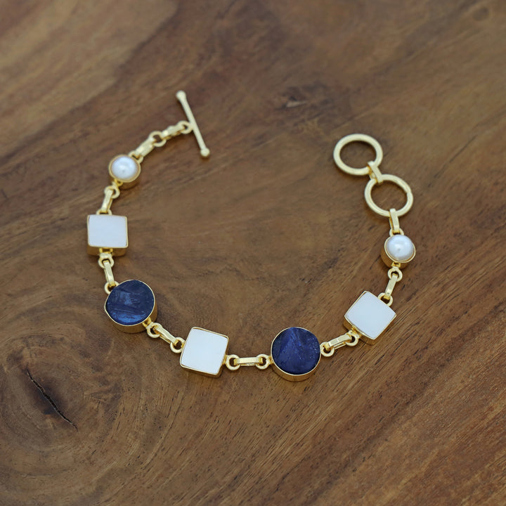 Dafne MOP + Raw Stone +Dyed Stone  Bracelet