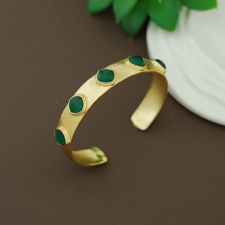 Tenzin Golden Textured Stone Bangle