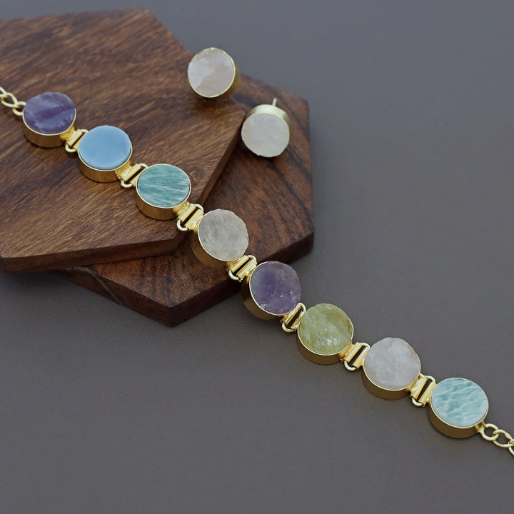 Ancy Circle Raw Stone Choker With Stud